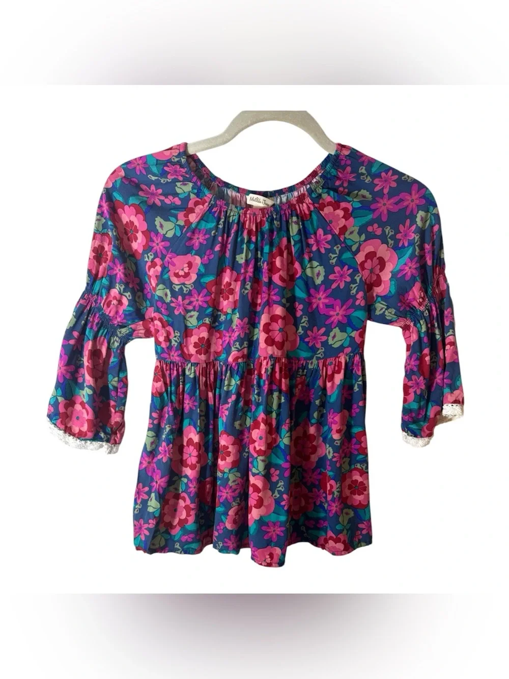 Matilda Jane Girls Colorful Fall Peasnt Elastic Top size 10